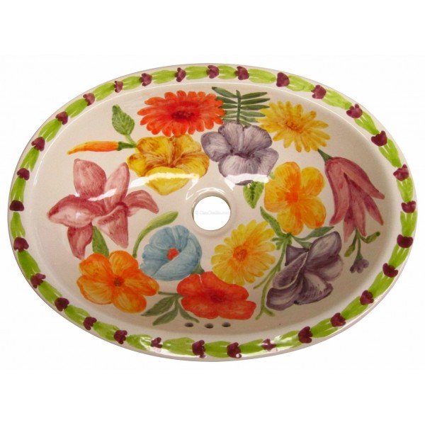 Talavera Sink  Flowers 